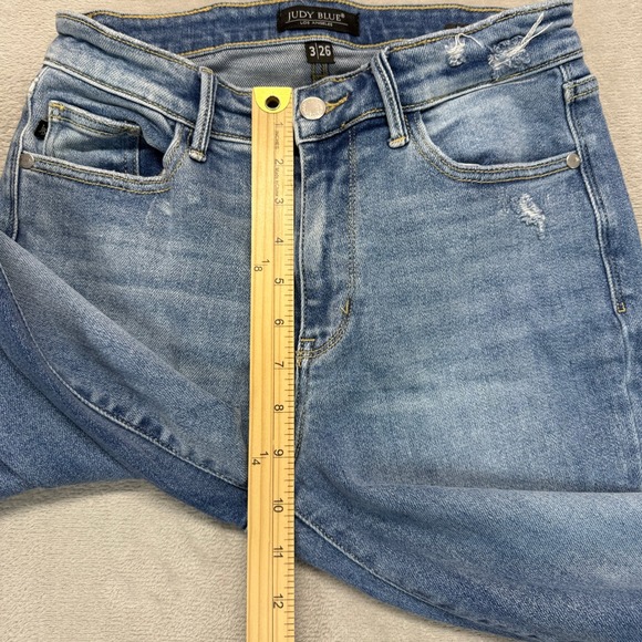 Judy Blue Jeans Womens 3/26 Slim Fit Distressed Light Wash Stretch Tummy Control - Picture 13 of 15